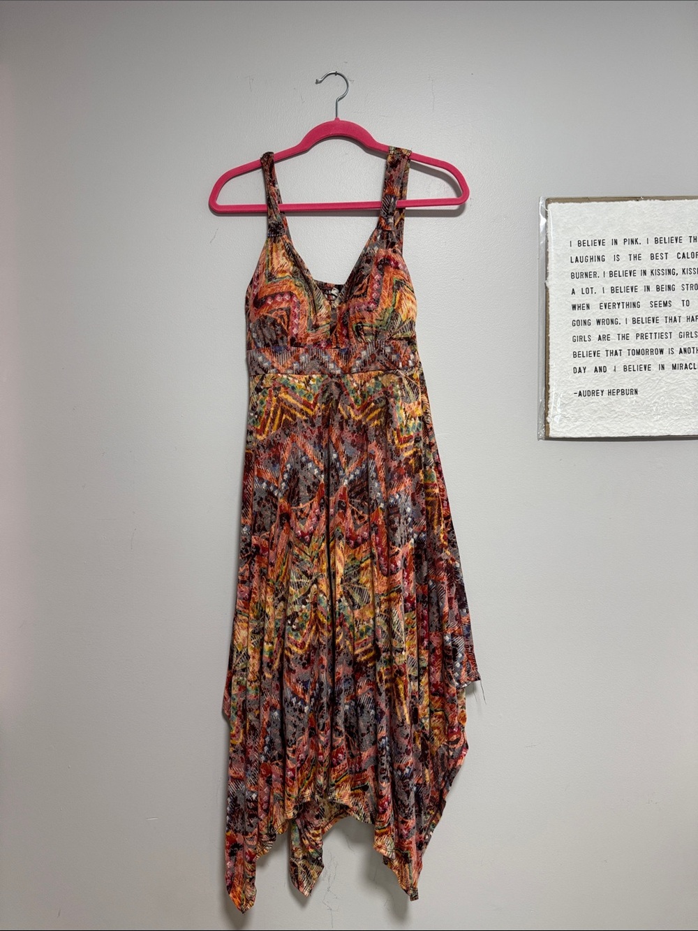 American rag Vibrant Multicolor Handkerchief Hem Maxi Dress sz small